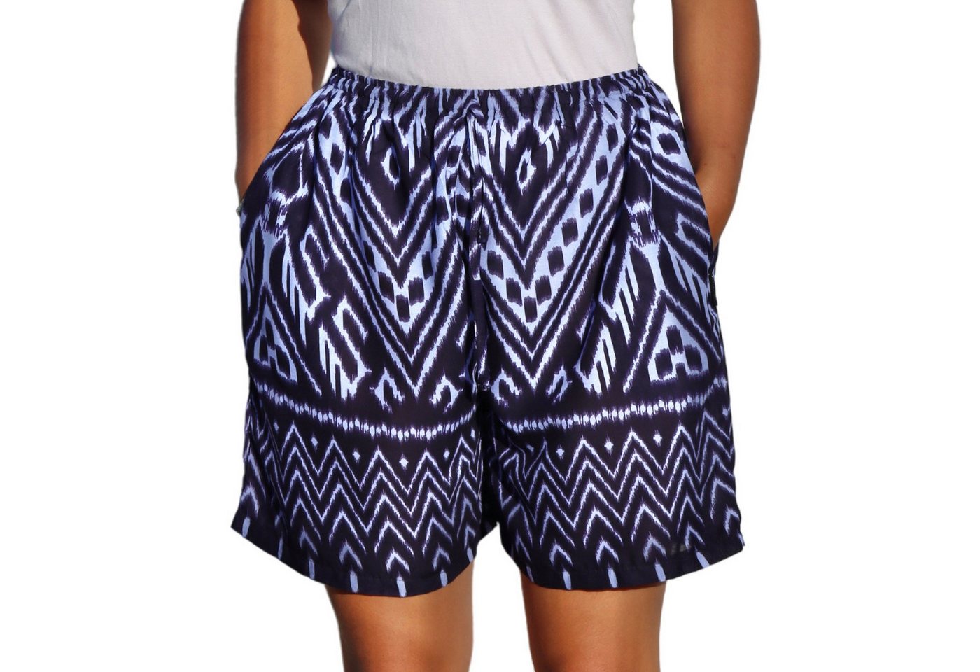 PANASIAM Shorts kurze Hose Damen Shorts Sweatshort aus 100% Viskose Stoffhose Wellness gemusterte Sommerhose mit Kordelzug und Taschen leichte Strandshort von PANASIAM