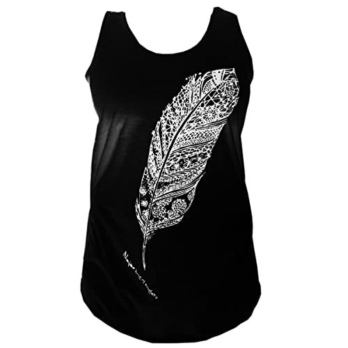 PANASIAM Simple Top, 002 Feather Design, Black, Size L von PANASIAM