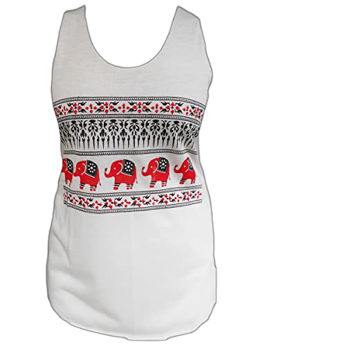 PANASIAM Simple Top, 003 Elefant Design, White, Size M von PANASIAM