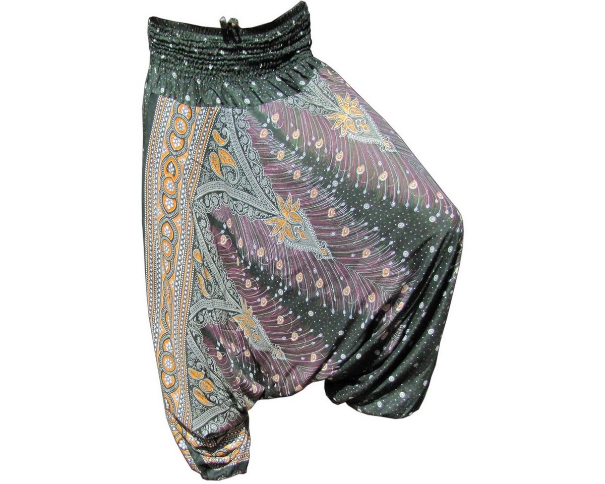 PANASIAM Relaxhose Aladinhose im schönen Peacock Design Haremshose aus 100% natürlicher Viskose auch als Overall tragbar Damen Pumphose bequeme Freizeithose von PANASIAM