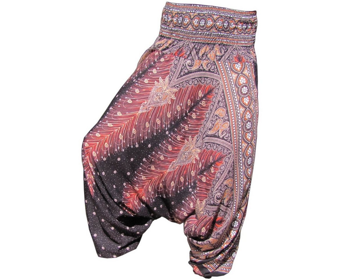 PANASIAM Relaxhose Aladinhose im schönen Peacock Design Haremshose aus 100% natürlicher Viskose auch als Overall tragbar Damen Pumphose bequeme Freizeithose von PANASIAM