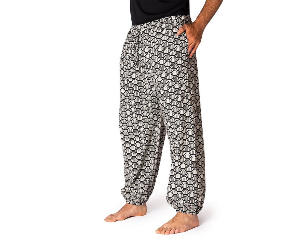 PANASIAM Stoffhose Muckhose Geometrix aus leicht grob gewebter Baumwolle bequeme Haremshose Unisex Freizeithose japanische Muster und heilige Geometrie von PANASIAM