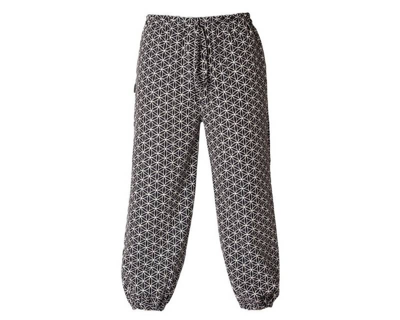 PANASIAM Stoffhose Muckhose Geometrix aus leicht grob gewebter Baumwolle bequeme Haremshose Unisex Freizeithose japanische Muster und heilige Geometrie von PANASIAM