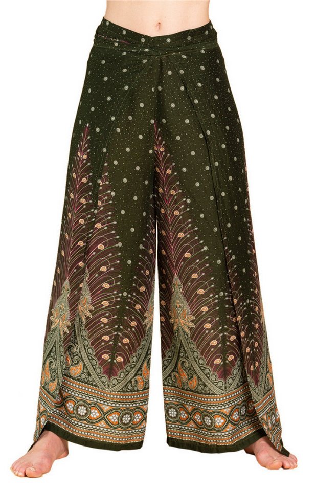 PANASIAM Palazzohose Sunshine Pants Wickelhose aus natürlicher Viskose Palazzohose im Peacock Design langer Boho Hosenrock Haremshose Pareo Hose von PANASIAM