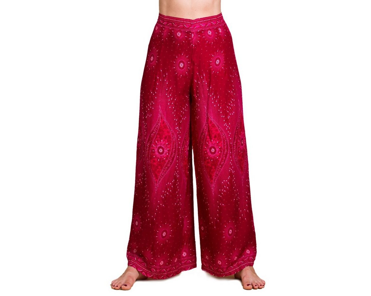 PANASIAM Relaxhose Sunshine Pants Wickelhose aus natürlicher Viskose Palazzohose im Peacock Design langer Boho Hosenrock Haremshose Pareo Hose von PANASIAM