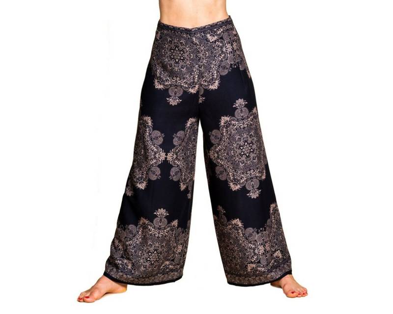 PANASIAM Relaxhose Sunshine Pants Wickelhose aus natürlicher Viskose Palazzohose im Peacock Design langer Boho Hosenrock Haremshose Pareo Hose von PANASIAM