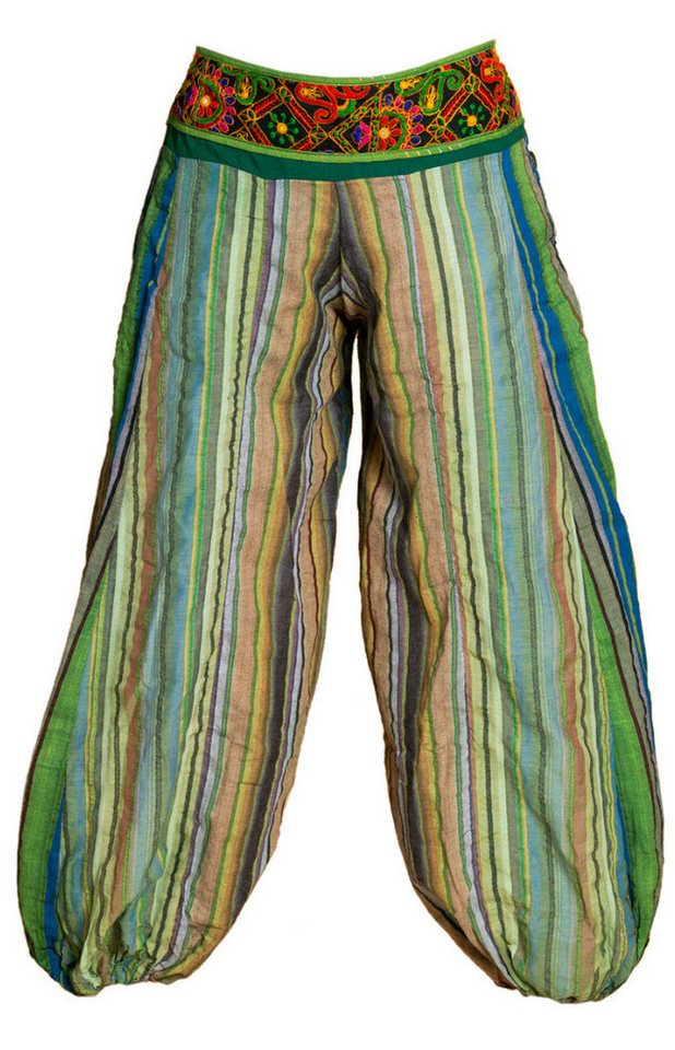 PANASIAM Haremshose Weiche Muckhose mit verziertem Bund aus 100% feinster Baumwolle Pumphose für Damen bequeme Freizeithose Pluderhose Ballonhose von PANASIAM