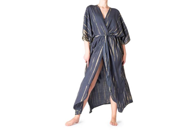 PANASIAM Tunikakleid Damen Kimono Maxi Strandkleid aus natürlicher Viskose mit V-Ausschnitt Tie-Dye Bikini Badeanzug Cover Up Boho Beachwear langes Sommerkleid von PANASIAM
