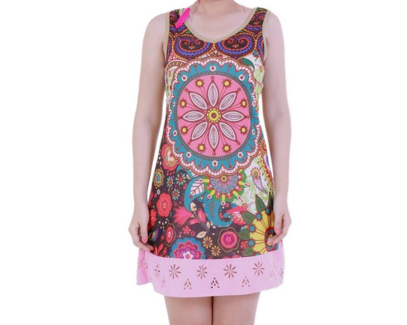 PANASIAM Tunikakleid Sommerkleid 'Underground' farbenfrohe Tunika aus Baumwolle Tunikakleid auch für Schlagerparty 70er Party oder Festivals ein Hingucker von PANASIAM
