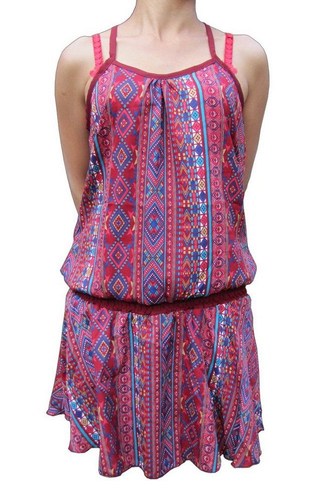PANASIAM Tunikakleid Sommerkleid in verschiedenen Designs farbenfrohe Tunika aus feiner Viskose auch für Schlagerparty 70er Party oder Festivals ein Hingucker von PANASIAM