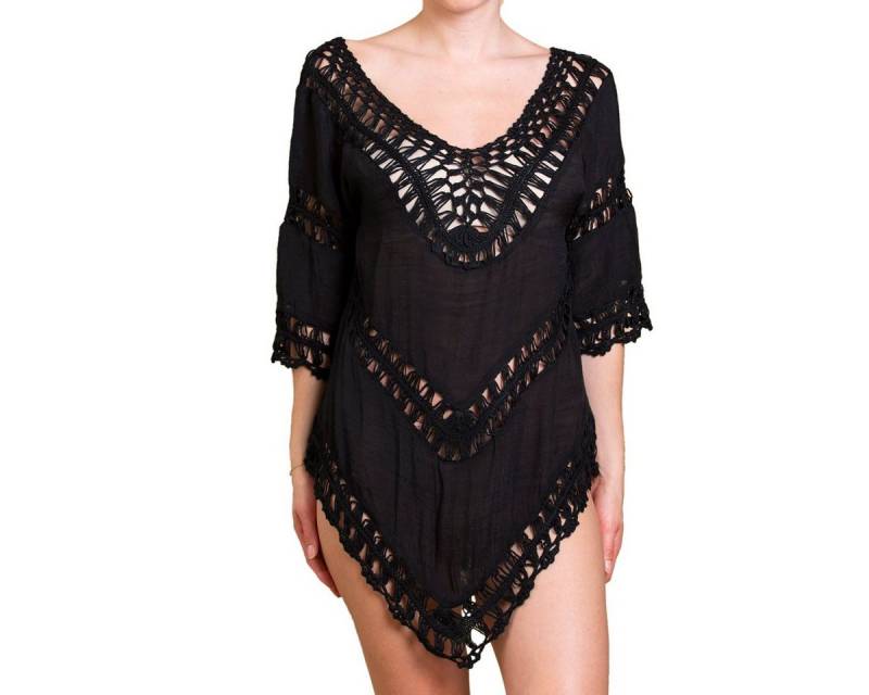 PANASIAM Tunikakleid Tunika Ibiza aus feiner Baumwolle Strandtunika Onesize passt bis Gr. L Tunikakleid in Häkeloptik Longshirt für besondere Anlässe von PANASIAM