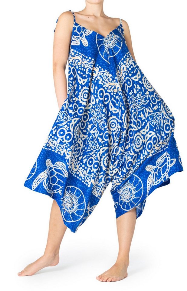 PANASIAM Tunikakleid lässiger Boho Jumpsuit aus 100% Viskose Schlupfhose mit weitem Bein Culotte-Overll mit Taschen Einteiler Latzhose mit Spaghettiträger von PANASIAM