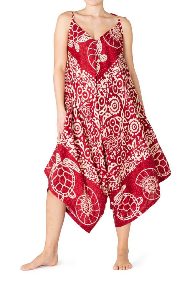 PANASIAM Tunikakleid lässiger Boho Jumpsuit aus 100% Viskose Schlupfhose mit weitem Bein Culotte-Overll mit Taschen Einteiler Latzhose mit Spaghettiträger von PANASIAM