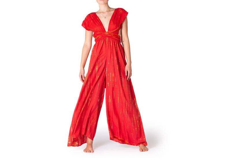 PANASIAM Tunikakleid modernes Hosenkleid Strandkleid aus natürlicher Viskose mit Bindeband Wickelkleid im Tie-Dye Design Jumpsuit Overall Infinity Trägerkleid von PANASIAM