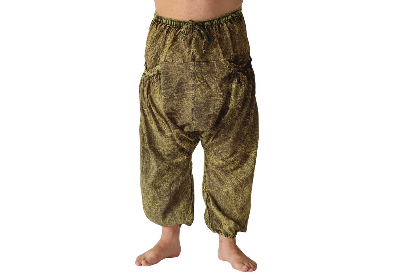 PANASIAM Wellnesshose Chillhose stonewashed im Aladin-Style aus 100% Baumwolle locker geschnittene Boho-Hose mit Taschen Freizeithose für Damen und Herren von PANASIAM