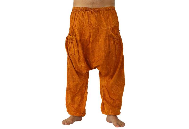 PANASIAM Wellnesshose Chillhose stonewashed im Aladin-Style aus 100% Baumwolle locker geschnittene Boho-Hose mit Taschen Freizeithose für Damen und Herren von PANASIAM