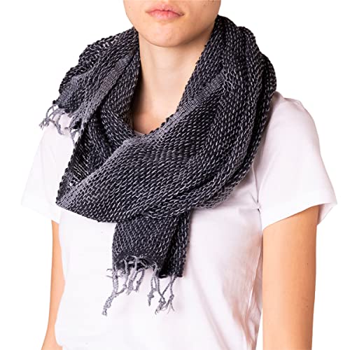 PANASIAM scarf cotton woven, black w grey, 165x50cm von PANASIAM