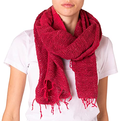 PANASIAM scarf cotton woven, bordeaux red, 165x50cm von PANASIAM