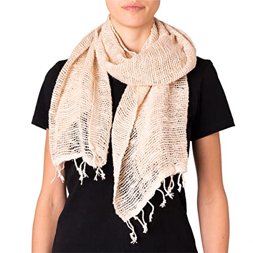 PANASIAM scarf cotton woven, cream, 165x50cm von PANASIAM