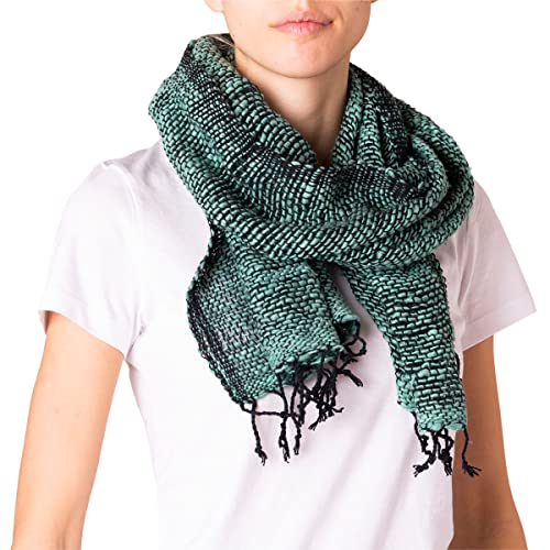 PANASIAM scarf cotton woven, jade w black, 165x50cm von PANASIAM