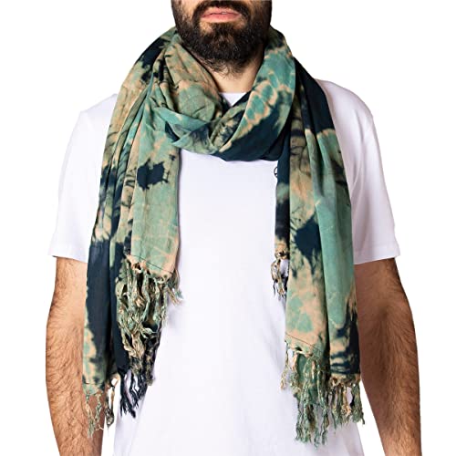 PANASIAM tiedye Scarf schwarz mit grünem Muster, 190x116cm von PANASIAM