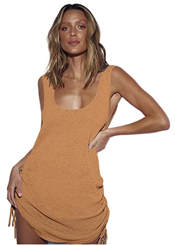PANAX Damen Gestrickte Urlaub Polyester Strandkleid - Häkeln Tunika Biniki Cover up Orange von PANAX
