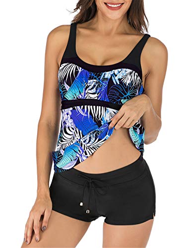 PANAX Damen Tankini Oberteil Bademode Badeanzug Strandbekleidung Swimwear Mode Beachwear Sporttop Frauen Bekleidung Alltag (Nur Tankini Oberteil) Blau, Größe L von PANAX