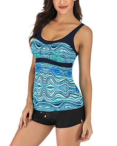 PANAX Damen Tankini Oberteil Bademode Badeanzug Strandbekleidung Swimwear Mode Beachwear Sporttop Frauen Bekleidung Alltag (Nur Tankini Oberteil) Hellblau, Größe XXL von PANAX