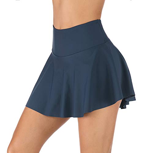 PANAX Damen Mädchen Hochtaillierter Baderock - Mini Bikinihose Strandrock mit Innenslip Navy, Größe S von PANAX