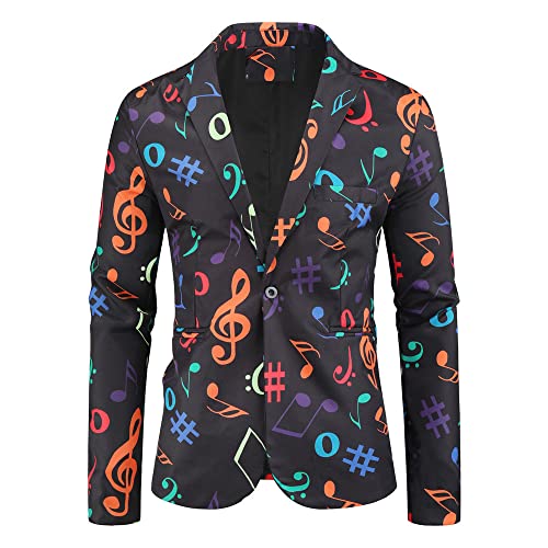 Jacke Herren Casual Slim Fit Regular Fit Herren Anzug Stage Performance Mode Musik Graffiti Business Classic Schalkragen Herren Freizeitjacke A-01 L von PANBOB