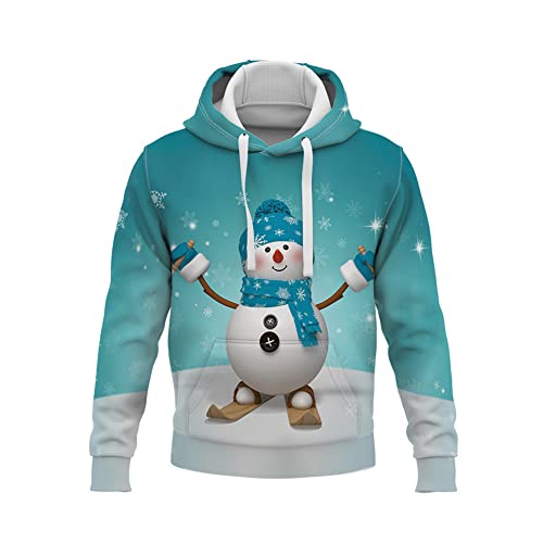 Pullovers Herren Weihnachten 3D Druck Weihnachtsmann Cartoon Muster Einzigartige Kreative Weihnachtsbekleidung Herren Hoodie Jugend Paar Herren Sweatshirt RT-15 5XL von PANBOB