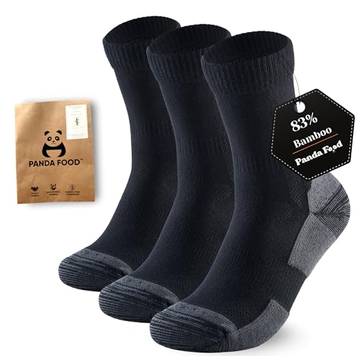 PANDA FOOD Premium Bambus-Outdoor-Socken | Anti-Blasen-warme und atmungsaktive Socken für Arbeit oder Wandern | Unisex Herren und Damen | 3er-Pack UK, anthrazit, 3-7 von PANDA FOOD