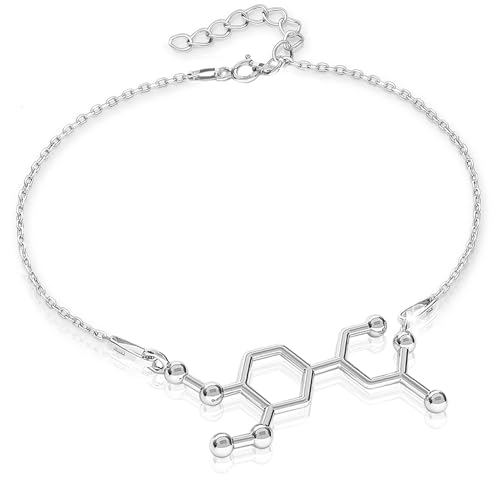 Armband Damen Silber 925 Adrenalin Glänzende Armbänder Sterlingsilber Schmuck für Sie Mädchen Einstellbare Länge Damen Molekularer Schmuck Chemische Formel Geschenk Valentinstag Weihnachten von PANDA LUXURY JEWELLERY