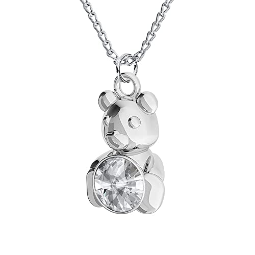 Halskette Damen Silber 925 Kette mit Anhänger Bär - Viele Farben - Kette mit Kristallen - Halskette Mädchen Schmuck für Sie - Geschenk Frauen Geschenkbox Handmade: Ketten (Crystal) von PANDA LUXURY JEWELLERY