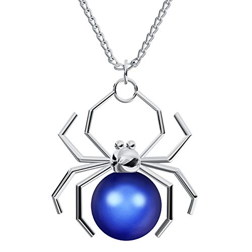 Halskette Damen Silber 925 Kette mit Anhänger Spinne - Light Blue - Kette mit Perlen - Halskette Mädchen Schmuck für Sie - Geschenk Frauen Geschenkbox Handmade: Ketten (Dark Blue) von PANDA LUXURY JEWELLERY