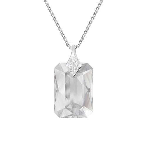 Halskette Damen Silber 925 Kette mit Anhänger - Viele Farben - Kette mit Kristallen Rechteckig - Halskette Mädchen Schmuck für Sie - Geschenk Frauen Geschenkbox Handmade: Ketten (Crystal) von PANDA LUXURY JEWELLERY