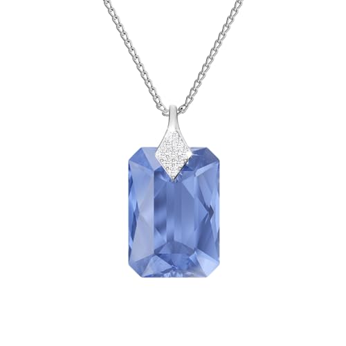 Halskette Damen Silber 925 Kette mit Anhänger - Viele Farben - Kette mit Kristallen Rechteckig - Halskette Mädchen Schmuck für Sie - Geschenk Frauen Geschenkbox Handmade: Ketten (Sapphire) von PANDA LUXURY JEWELLERY
