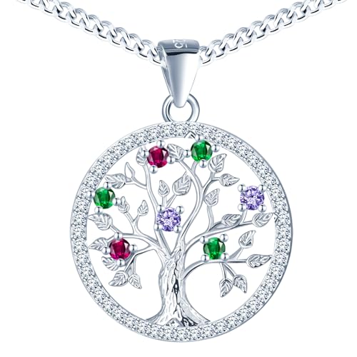 Halskette Lebensbaum Damen Silber 925 Halskette Baum des Lebens Kette mit Anhänger Kette mit Kristallen Halskette Mädchen Schmuck für Sie Geschenk Frauen Geschenkbox Handmade: Ketten von PANDA LUXURY JEWELLERY