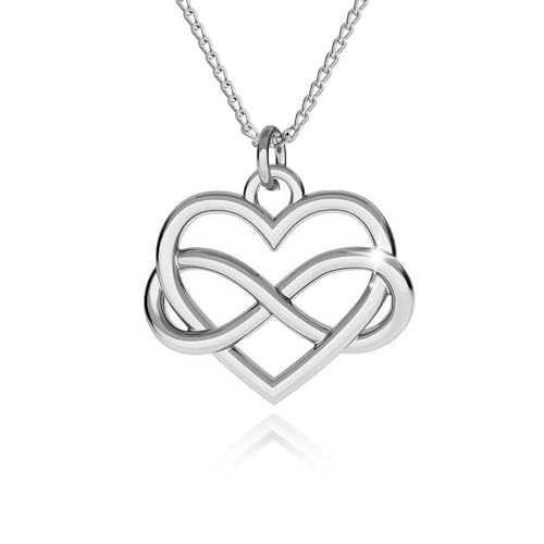 Kette Damen 925 Sterling Silber Halskette Herz mit Unendlichkeit Symbol Infinity Herzkette Liebe Kette mit Anhänger für Freundin Frau Sie Schmuck Für Damen Mädchen Valentinstag Weihnachten Muttertag von PANDA LUXURY JEWELLERY