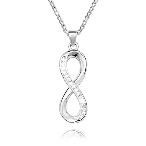 Kette Damen 925 Sterling Silber Halskette Infinity mit Zirkonia Unendlichkeit Symbol Kette mit Anhänger für Freundin Frau Sie Schmuck Für Damen Mädchen Valentinstag Weihnachten Geburtstag von PANDA LUXURY JEWELLERY