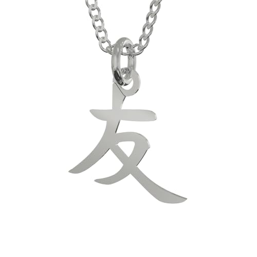 Kette Damen 925 Sterling Silber Halskette Japanisches Symbol Freundschaft Kette mit Anhänger für Frauen Freundin Frau Mama Sie Schmuck Für Damen Mädchen Geburtstag Valentinstag Weihnachten Muttertag von PANDA LUXURY JEWELLERY