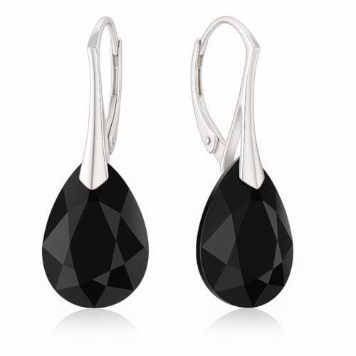 Ohrringe Silber 925 Hängend für Damen Ohrhänger Birne Hängeohrringe mit Tropfen Kristallen 10 Stein Schmuck für Sie Ohrringe Mädchen Geschenk Muttertag Valentinstag von PANDA LUXURY JEWELLERY