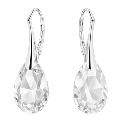 Ohrringe Silber 925 Hängend für Damen Ohrhänger Birne Hängeohrringe mit Tropfen Kristallen 10 Stein Schmuck für Sie Ohrringe Mädchen Geschenk Muttertag Valentinstag von PANDA LUXURY JEWELLERY