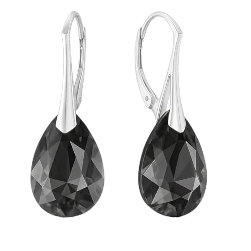 Ohrringe Silber 925 Hängend für Damen Ohrhänger Birne Hängeohrringe mit Tropfen Kristallen 10 Stein Schmuck für Sie Ohrringe Mädchen Geschenk Muttertag Valentinstag von PANDA LUXURY JEWELLERY