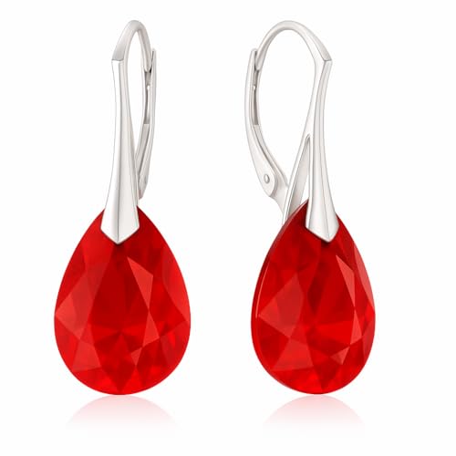 Ohrringe Silber 925 Hängend für Damen Ohrhänger Birne Hängeohrringe mit Tropfen Kristallen 10 Stein Schmuck für Sie Ohrringe Mädchen Geschenk Muttertag Valentinstag von PANDA LUXURY JEWELLERY