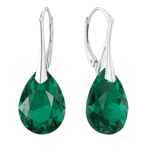Ohrringe Silber 925 Hängend für Damen Ohrhänger Birne Hängeohrringe mit Tropfen Kristallen 10 Stein Schmuck für Sie Ohrringe Mädchen Geschenk Muttertag Valentinstag von PANDA LUXURY JEWELLERY
