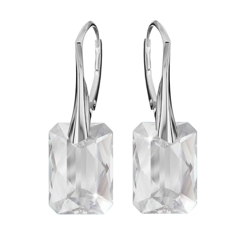 Ohrringe Silber 925 Hängend für Damen Ohrhänger Lange Ohrringe Hängend mit Kristallen Rechteckig Schmuck für Sie Hängeohrringe Mädchen Geschenk für eine Frau Handmade: Ohrringe (Crystal) von PANDA LUXURY JEWELLERY