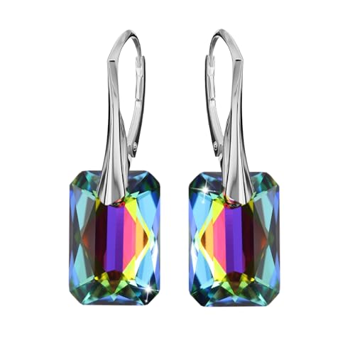 PANDA LUXURY JEWELLERY Ohrringe Silber 925 Tropfenohrringe für Damen Lange Ohrringe Baumeln mit Kristallen Rechteckig Schmuck für Sie Ohrhänger Mädchen Geschenk für eine Frau Handarbeit: Ohrringe, von PANDA LUXURY JEWELLERY