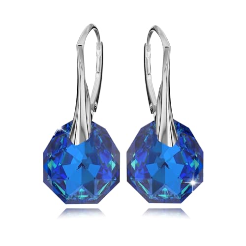 Ohrringe Silber 925 Hängend für Damen Ohrhänger Lange Ohrringe Hängend mit Kristallen Schmuck Mädchen Hängeohrringe für Sie Geschenk für eine Frau Handmade: Ohrringe (Bermuda Blue) von PANDA LUXURY JEWELLERY