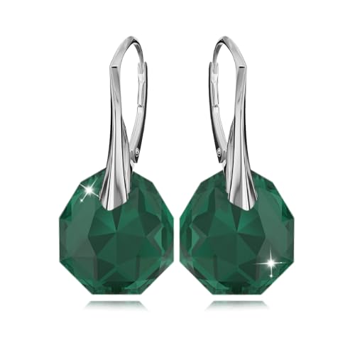 Ohrringe Silber 925 Hängend für Damen Ohrhänger Lange Ohrringe Hängend mit Kristallen Schmuck Mädchen Hängeohrringe für Sie Geschenk für eine Frau Handmade: Ohrringe (Emerald) von PANDA LUXURY JEWELLERY